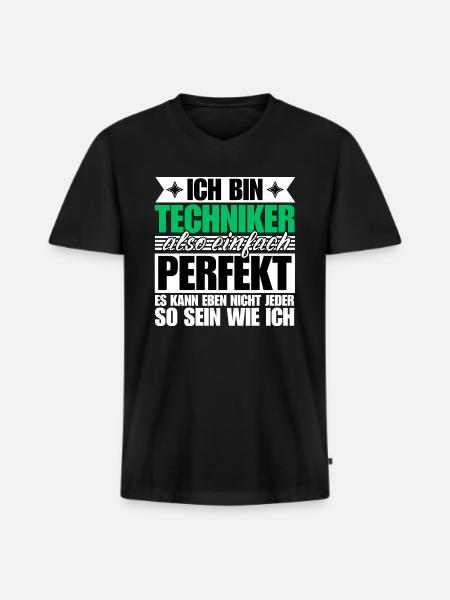 Perfekter Techniker - Männer Premium Bio T-Shirt mit V-Ausschnitt - Schwarz
