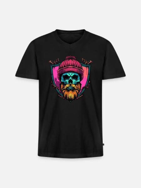 Lumberjack Skeleton - Men's Premium Organic T-shirt with V-neck - black