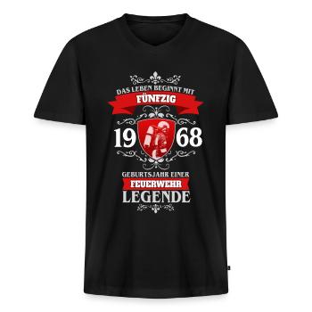 FEUERWEHR LEGENDE - 50 - 1968 - Männer Premium Bio T-Shirt mit V-Ausschnitt - Schwarz - Vorne - Nico (187cm)