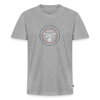 Col du Tourmalet - Männer Premium Bio T-Shirt mit V-Ausschnitt - Grau meliert - Vorne