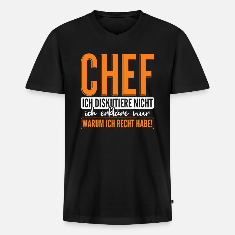 Chef Spruch - Männer Premium Bio T-Shirt mit V-Ausschnitt - Schwarz