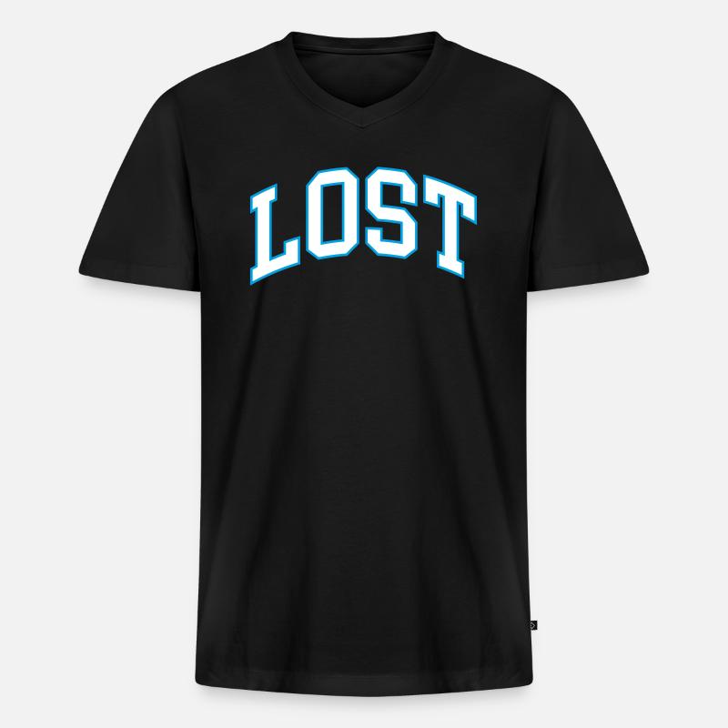 lost - Männer Premium Bio T-Shirt mit V-Ausschnitt - Schwarz