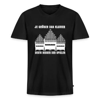 Orgel Spieler Lehrer T-Shirt Geschenk Organisten - Männer Premium Bio T-Shirt mit V-Ausschnitt - Schwarz - Vorne - Nico (187cm)