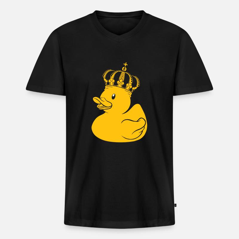Gummiente Geschenk Queen King Krone - Männer Premium Bio T-Shirt mit V-Ausschnitt - Schwarz