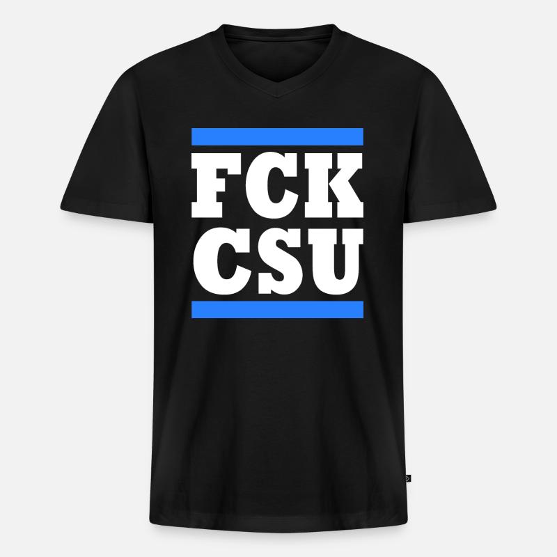 Fck csu - Männer Premium Bio T-Shirt mit V-Ausschnitt - Schwarz