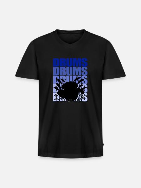 Drums blue - Männer Premium Bio T-Shirt mit V-Ausschnitt - Schwarz