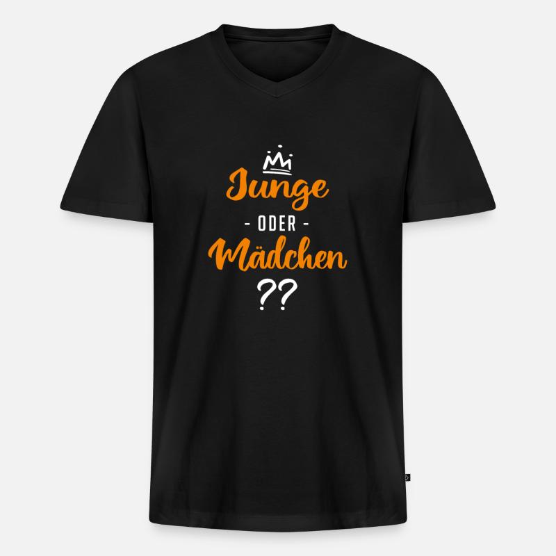 Junge oder Mädchen? Schwanger - Schwangerschaft ! - Männer Premium Bio T-Shirt mit V-Ausschnitt - Schwarz