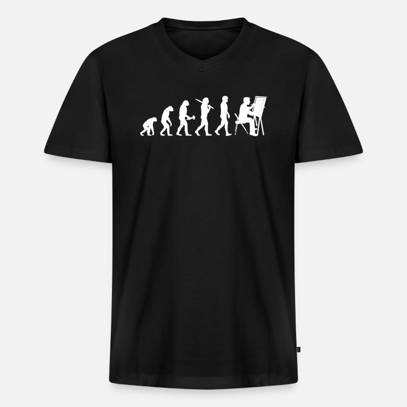 Technischer Zeichner Bauzeichner Evolution - Männer Premium Bio T-Shirt mit V-Ausschnitt - Schwarz