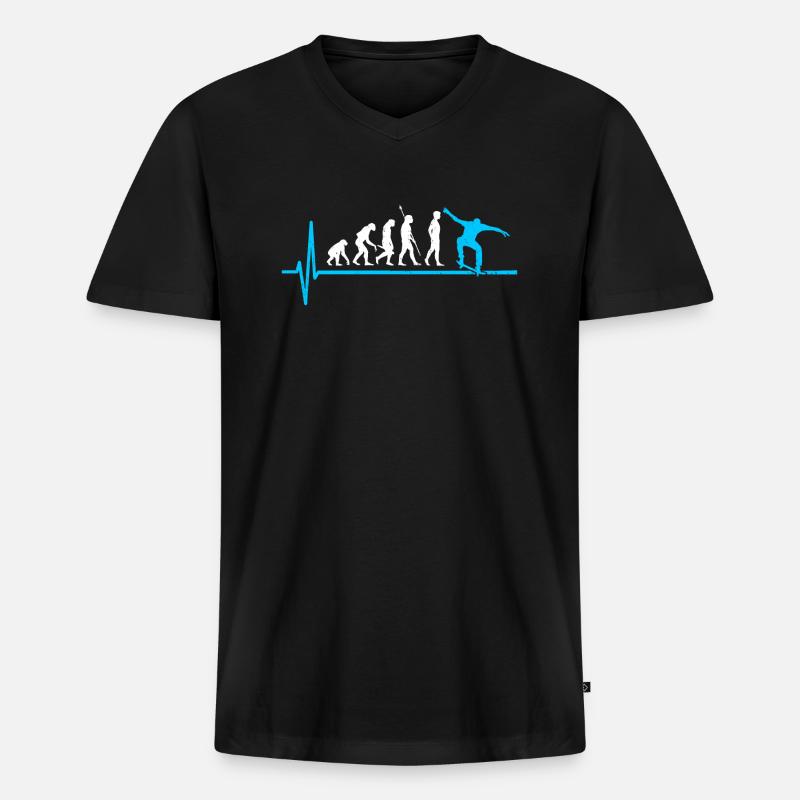 Skateboard Evolution Skateboarding - Männer Premium Bio T-Shirt mit V-Ausschnitt - Schwarz