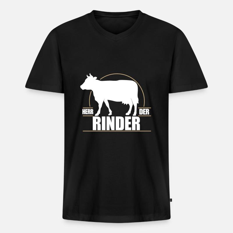 Herr der Rinder - Männer Premium Bio T-Shirt mit V-Ausschnitt - Schwarz