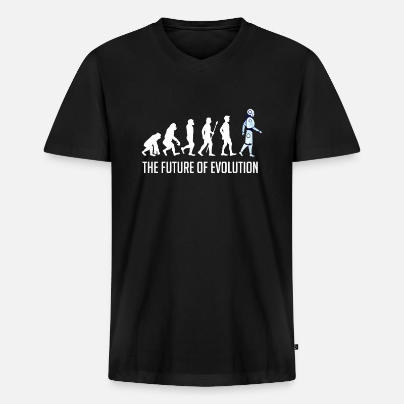 the future of evolution roboter - Männer Premium Bio T-Shirt mit V-Ausschnitt - Schwarz