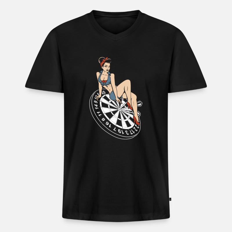 Darts Spruch Design - Männer Premium Bio T-Shirt mit V-Ausschnitt - Schwarz