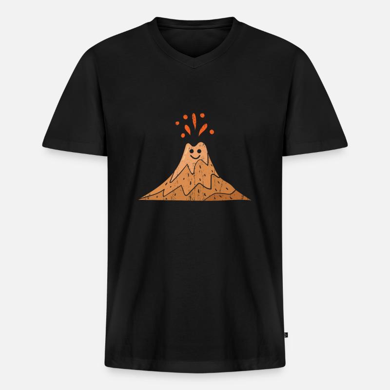 Cooles Vulkan Design - Männer Premium Bio T-Shirt mit V-Ausschnitt - Schwarz