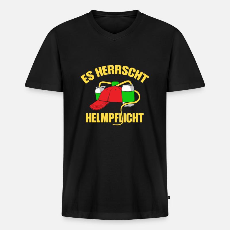 Es herrscht Helmpflicht - Männer Premium Bio T-Shirt mit V-Ausschnitt - Schwarz