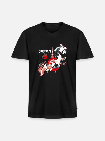 Cool Japan Tradtions Design - Men's Premium Organic T-shirt with V-neck - black