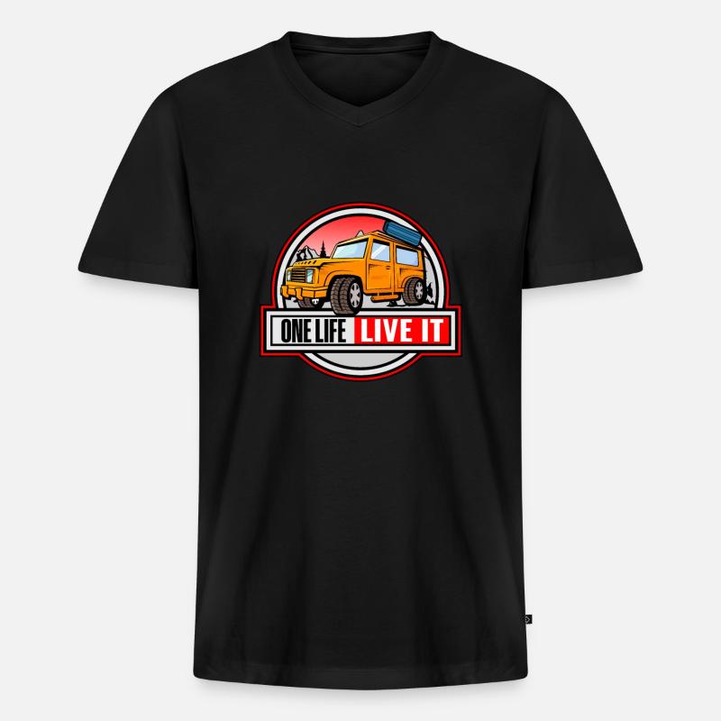 One live live it - Männer Premium Bio T-Shirt mit V-Ausschnitt - Schwarz