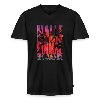Witziges Mallorca Insel Motiv - Männer Premium Bio T-Shirt mit V-Ausschnitt - Schwarz - Vorne - Nico (187cm)