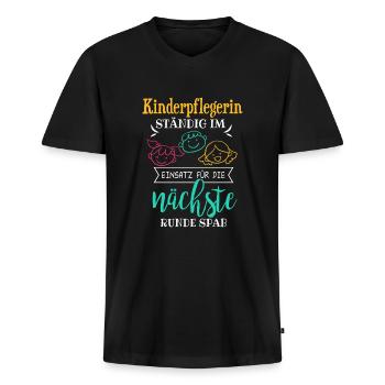 Cooles Kinderpflegerinnen Spruch Design - Männer Premium Bio T-Shirt mit V-Ausschnitt - Schwarz - Vorne - Nico (187cm)