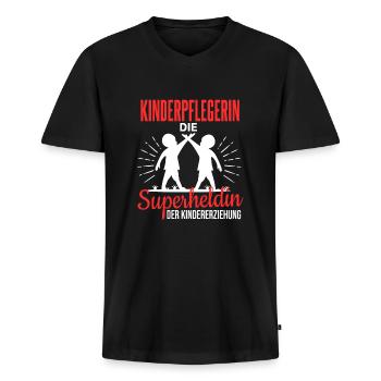 Cooles Kinderpflegerinnen Spruch Design - Männer Premium Bio T-Shirt mit V-Ausschnitt - Schwarz - Vorne - Nico (187cm)