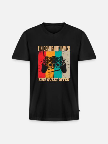 Cooles Gamer Zocker Spruch Design - Männer Premium Bio T-Shirt mit V-Ausschnitt - Schwarz