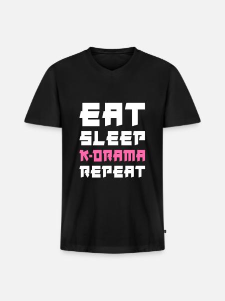 Eat Sleep K-Drama Repeat - Men's Premium Organic T-shirt with V-neck - black