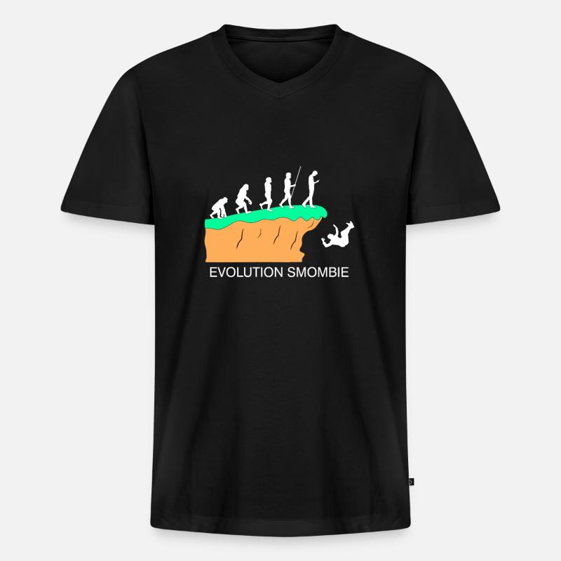 Evolution Smombie - Smartphone - Men's Premium Organic T-shirt with V-neck - black