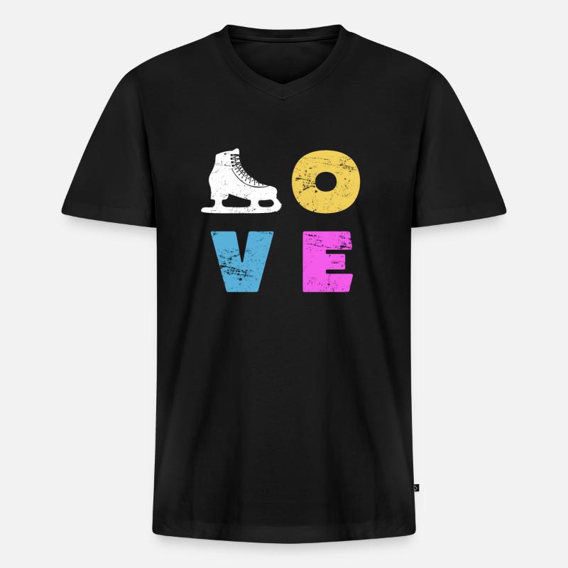 Eiskunstlauf - Männer Premium Bio T-Shirt mit V-Ausschnitt - Schwarz