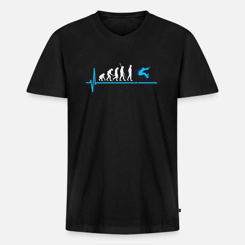 Weitsprung Evolution Leichtathletik - Männer Premium Bio T-Shirt mit V-Ausschnitt - Schwarz