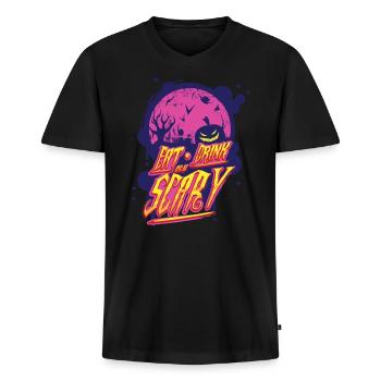 Halloween - Männer Premium Bio T-Shirt mit V-Ausschnitt - Schwarz - Vorne - Nico (187cm)