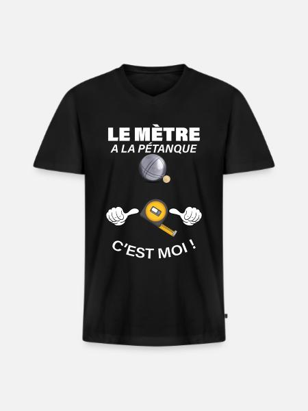 Pétanque humour retraite - T-shirt encolure en V Premium bio Homme - noir