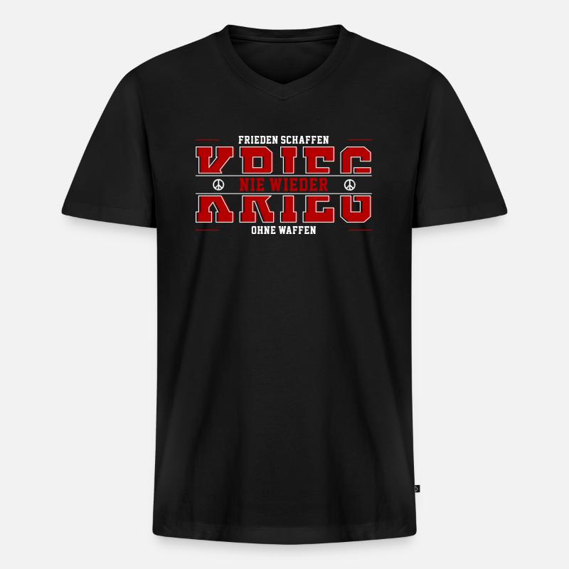 Nie wieder Krieg - Männer Premium Bio T-Shirt mit V-Ausschnitt - Schwarz