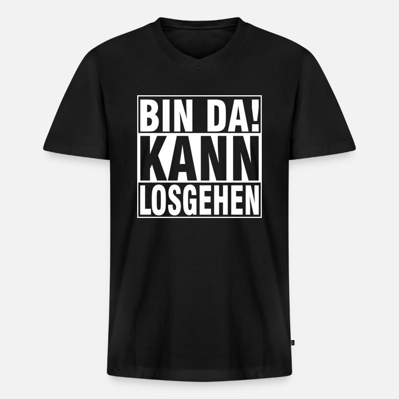 bin dA KANN LOSGEHEN - Männer Premium Bio T-Shirt mit V-Ausschnitt - Schwarz