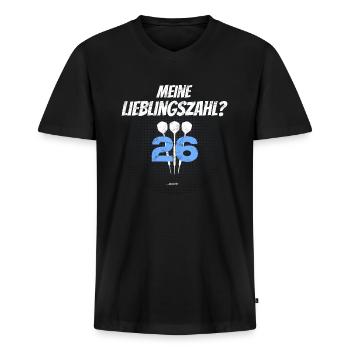 meine Lieblingszahl? 26 ... Nicht! - Männer Premium Bio T-Shirt mit V-Ausschnitt - Schwarz - Vorne - Nico (187cm)