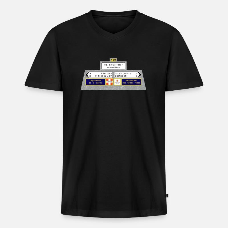 Col du Galibier - Männer Premium Bio T-Shirt mit V-Ausschnitt - Schwarz