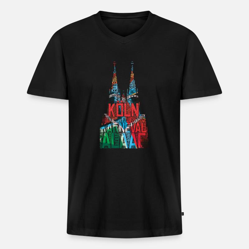 Kölner Dom Köln Karneval - Männer Premium Bio T-Shirt mit V-Ausschnitt - Schwarz