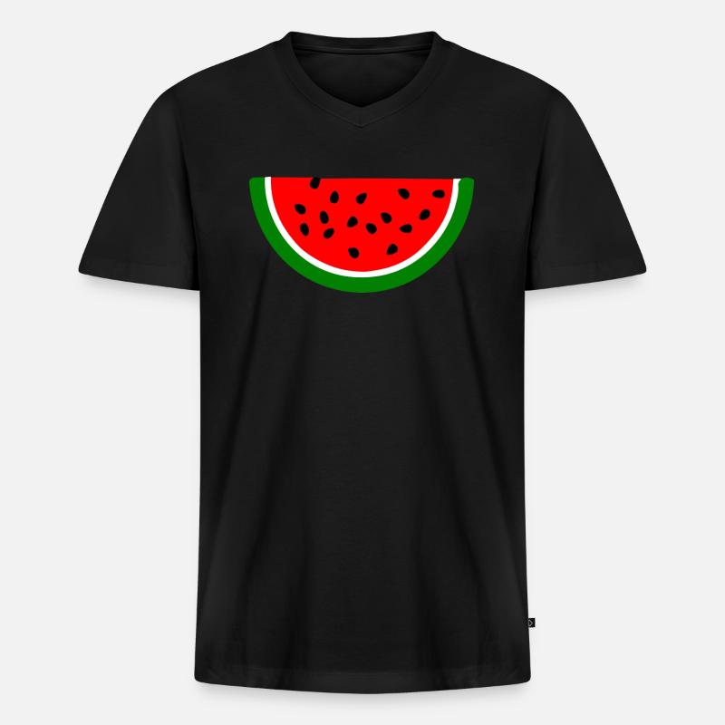 Wassermelone Melone - Männer Premium Bio T-Shirt mit V-Ausschnitt - Schwarz