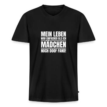 Mädchen sind Doof Flirt Kein Glück in der Liebe - Männer Premium Bio T-Shirt mit V-Ausschnitt - Schwarz - Vorne - Nico (187cm)