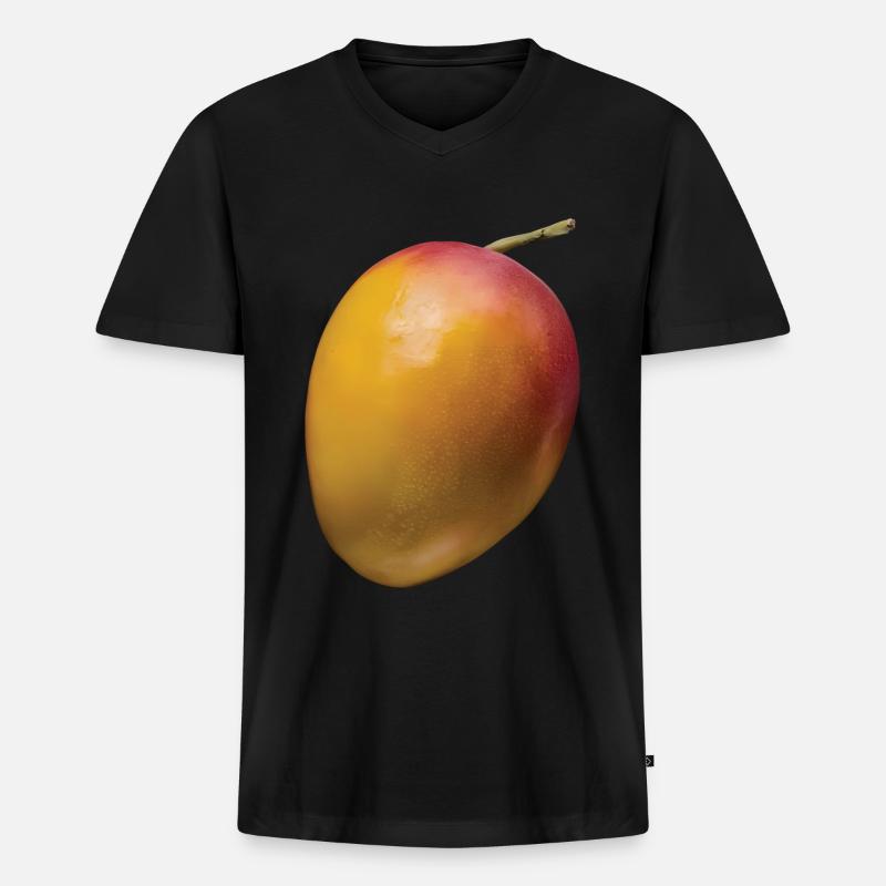 Mango Frucht Geschenk - Männer Premium Bio T-Shirt mit V-Ausschnitt - Schwarz