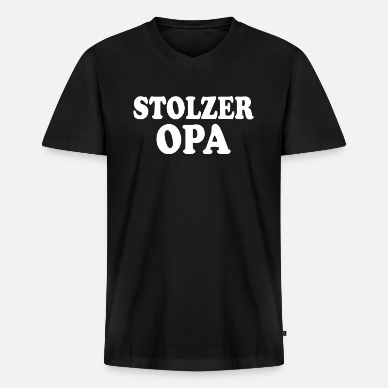 Stolzer opa - Männer Premium Bio T-Shirt mit V-Ausschnitt - Schwarz