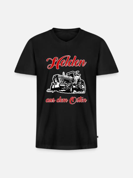 Helden aus dem Osten - Männer Premium Bio T-Shirt mit V-Ausschnitt - Schwarz