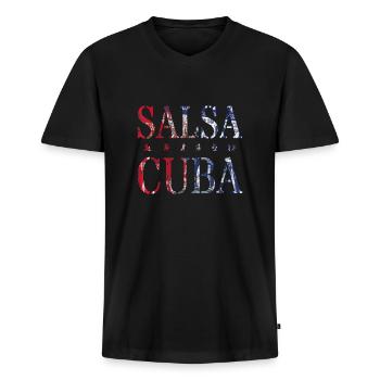Salsa Cuba | Cuba Cuban Dance - T-shirt encolure en V Premium bio Homme - noir - Devant - Nico (187cm)