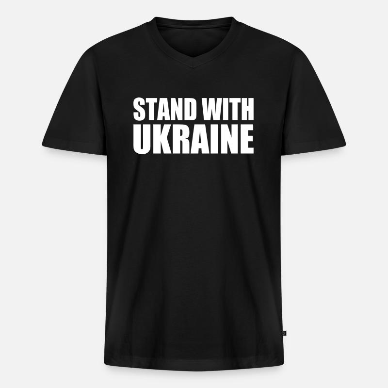 Stand with ukraine - Männer Premium Bio T-Shirt mit V-Ausschnitt - Schwarz