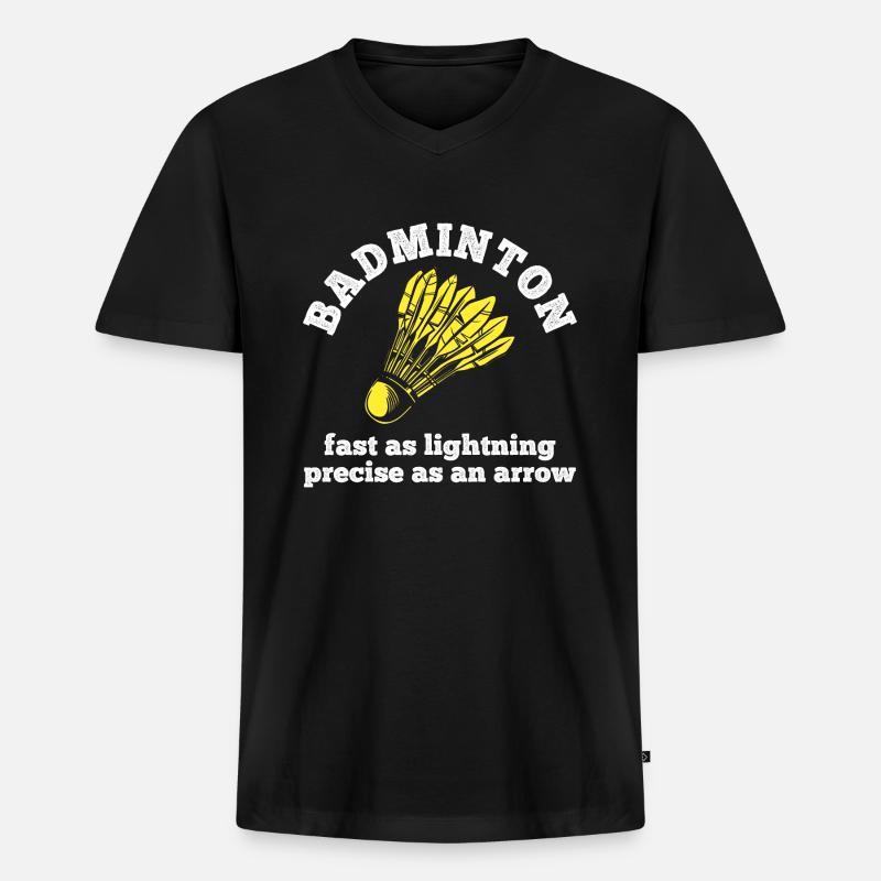 Badminton - Männer Premium Bio T-Shirt mit V-Ausschnitt - Schwarz