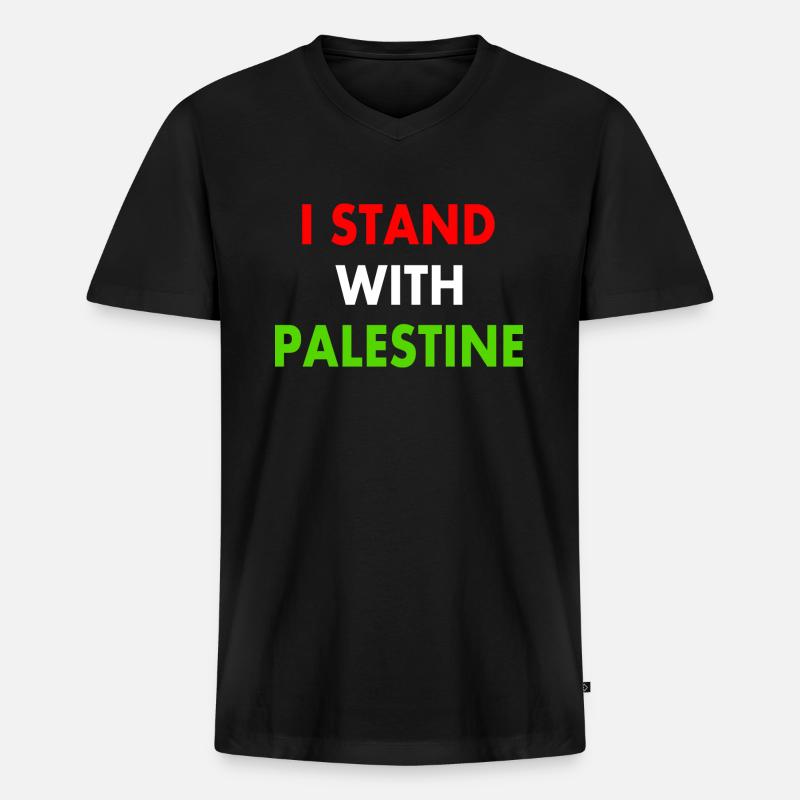 I stand with palestine - Männer Premium Bio T-Shirt mit V-Ausschnitt - Schwarz