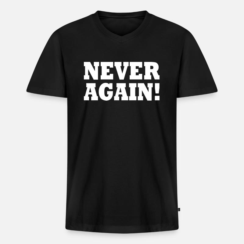 Never again - Männer Premium Bio T-Shirt mit V-Ausschnitt - Schwarz