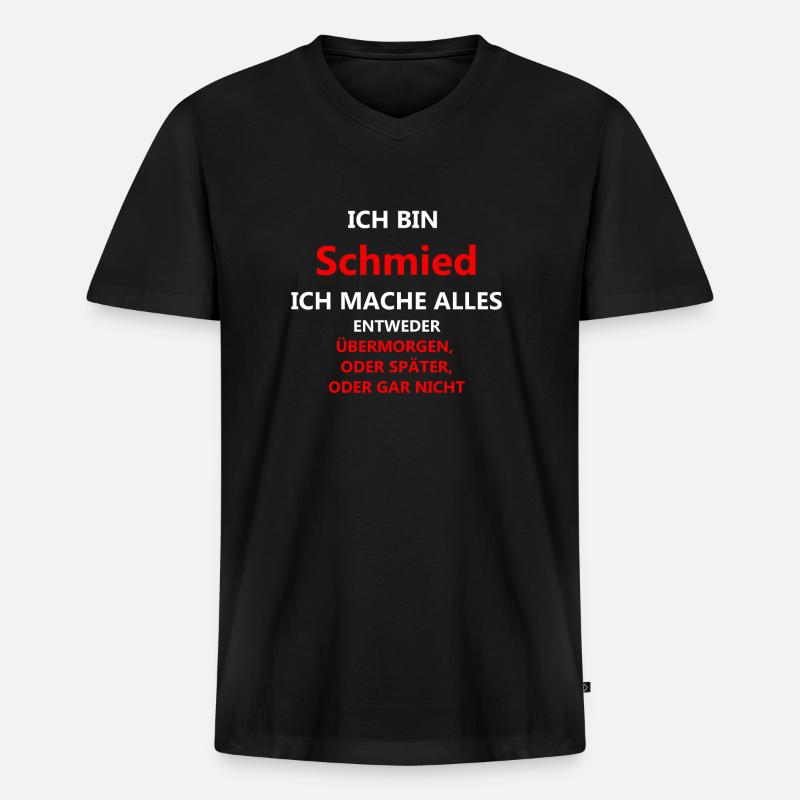 Ich bin Schmied - Männer Premium Bio T-Shirt mit V-Ausschnitt - Schwarz