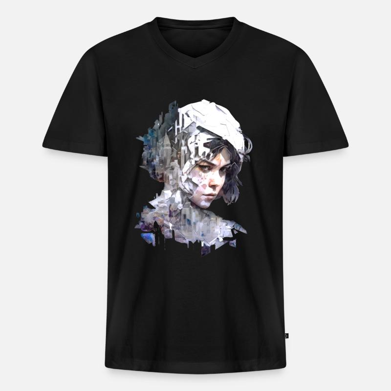 Anime No14 - Männer Premium Bio T-Shirt mit V-Ausschnitt - Schwarz