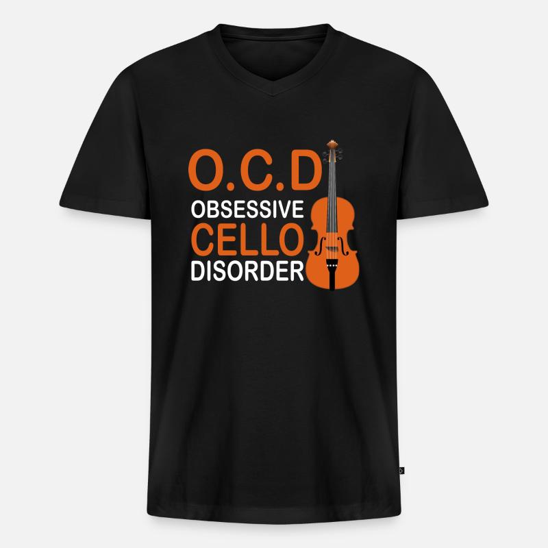 OCD Obsessive Cello Disorder - Männer Premium Bio T-Shirt mit V-Ausschnitt - Schwarz