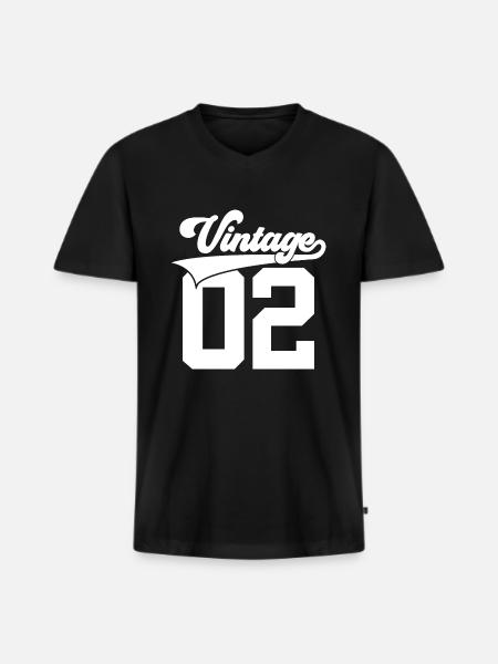 24E ANNIVERSAIRE MILLÉSIME 2002 - T-shirt encolure en V Premium bio Homme - noir
