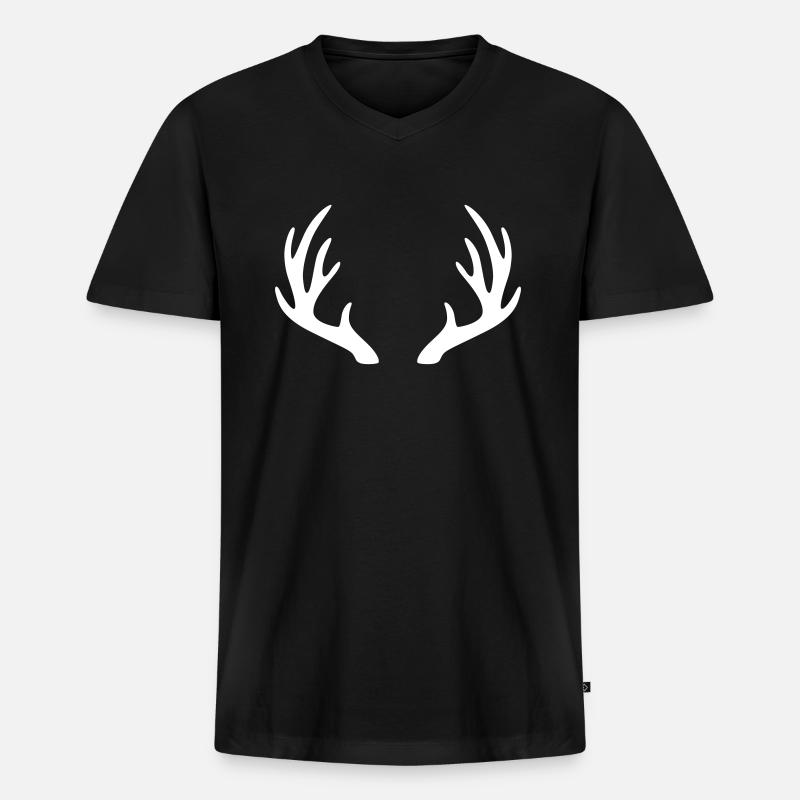 Geweih - Männer Premium Bio T-Shirt mit V-Ausschnitt - Schwarz